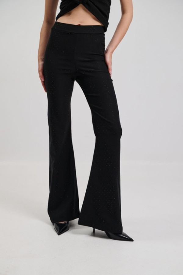 BLACK TROUSERS FLARE STRASS AND TOP